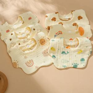 코튼 거즈 베이비 턱받이 아기 액세서리 신생아 아기 앞치마 먹이 턱받이 6 레이어 모슬린 Burp Cloths Kids Saliva Towel New Born