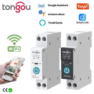 TUYA WIFI 스마트 회로 차단기 전력 계량 1P 63A 스마트 홈용 DIN 레일 APP TONGOU의 무선 원격 제어 스마트 스위치