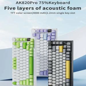 AJAZZ AK820 Pro 유무선 기계식 게이밍 키보드 트라이 모드 RGB 백라이트 핫스왑 가능 스위치, 70% 컴팩트 레이아웃, PC/Mac