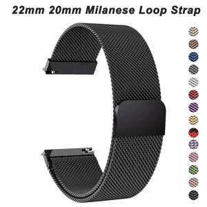 삼성 갤럭시 시계 용 18mm 20mm 22mm 밀라노 스트랩 6 5 4 40 44mm 밴드 액티브 2 기어 S3 for Amazfit Bip for Huawei 4Pro GT4