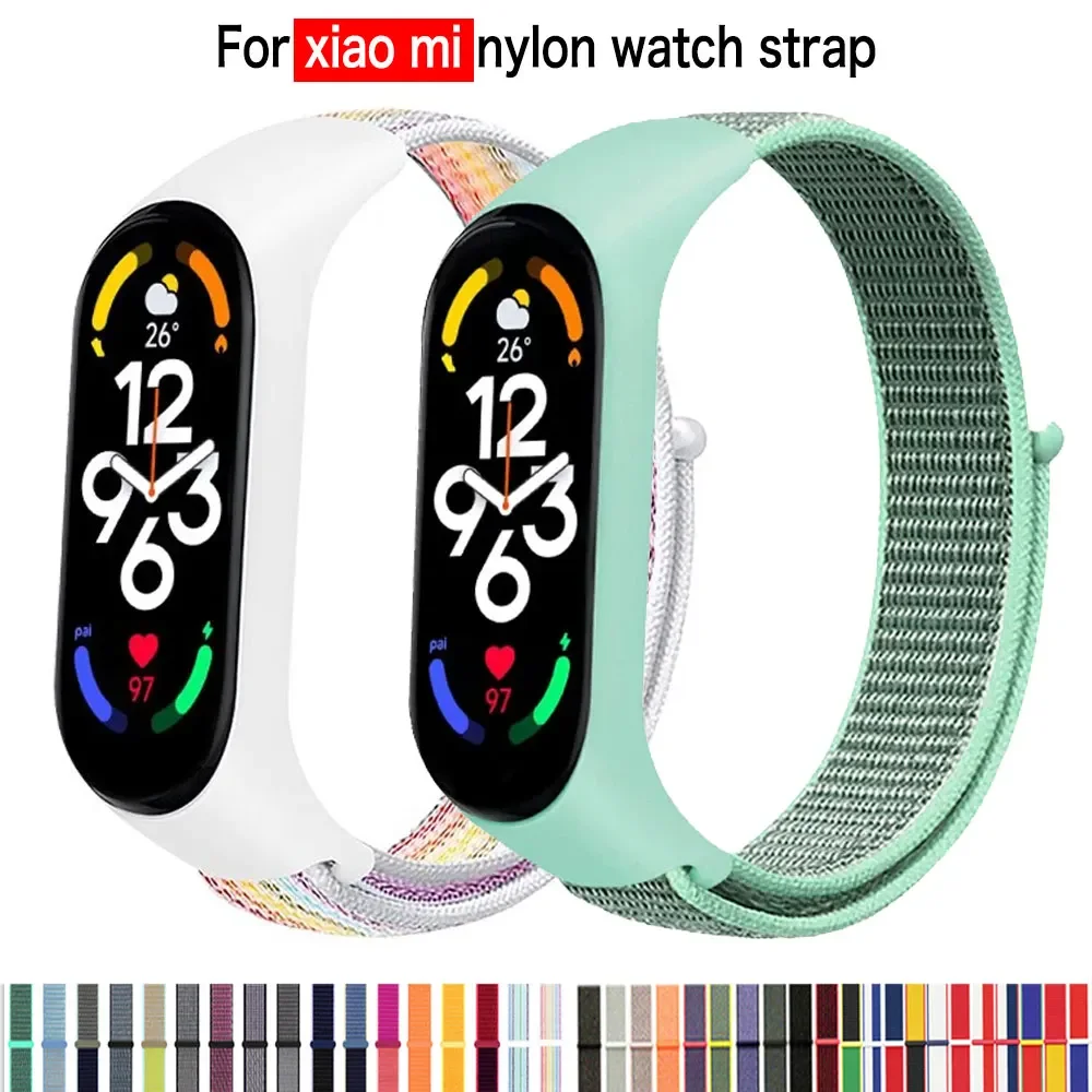 Xiaomi Mi Band 7-7 용 나일론 루프 nfc smartwatch 손목 밴드 스포츠 Miband7 Correa 교체 팔찌 스마트 밴드 7 6 5 3 4 스트랩