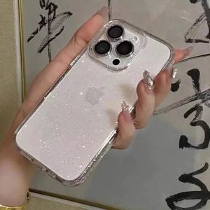 럭셔리 글리터 범퍼 블링 클리어 케이스 for IPhone 15 14 13 12 11 Pro Max Mini X XS Max XR 7 8 Plus 16 Pro 실리콘 아크릴 커버