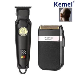 Kemei 충전식 머리 가위 무선 이발사 쉽게 트리머 대머리 머리 빨 수있는 전기 수염 면도기 남성용 KM-2371 KM-2024