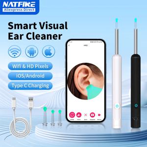LED 조명이 있는 카메라가 있는 고정밀 귀 청소기, 무선 클리너, 스마트 귀 청소 키트, 건강 관리