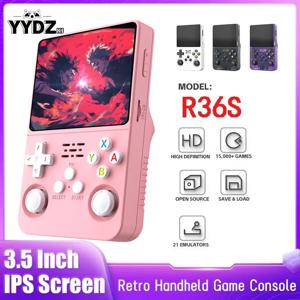 R36S 휴대용 게임 콘솔 3.5인치 IPS 화면 128G 클래식 레트로 게임 콘솔 Arkos 시스템 휴대용 포켓 비디오 게임 플레이어