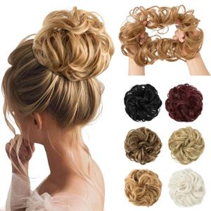 합성 지저분한 롤빵 Chignon 도넛 금발 갈색 머리 롤빵 패드 탄성 헤어 로프 고무 밴드 헤어 익스텐션 여성용