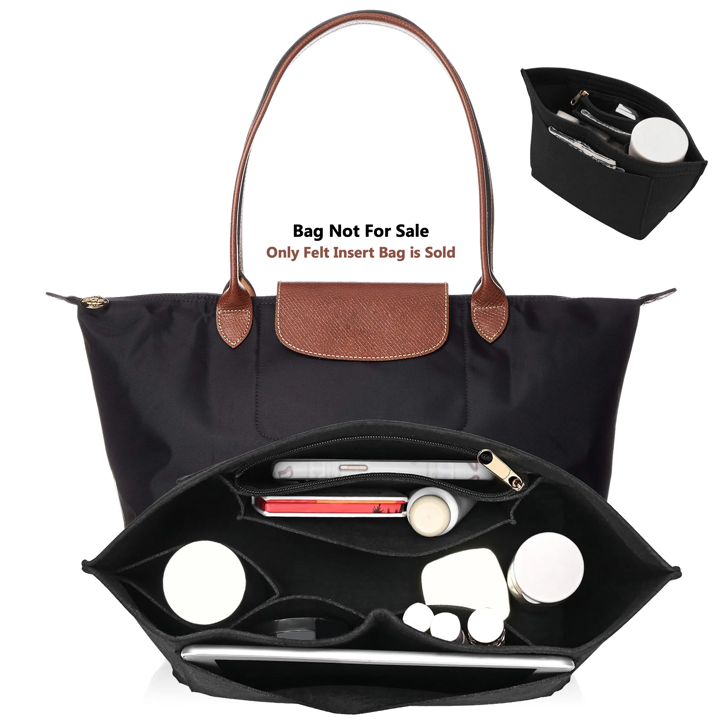 펠트 삽입 가방은 Longchamp 핸드백 라이너 가방에 적합 펠트 천 메이크업 가방 지원 여행 휴대용 삽입 지갑 주최자