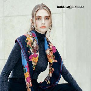 [칼라거펠트] 울실크 플라워 in Paris 스카프