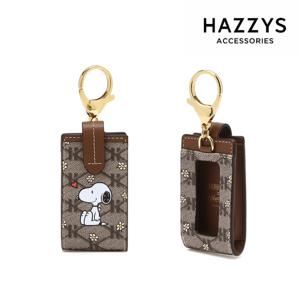 [선물포장][PEANUTS X HAZZYS] 다크브라운 가죽 스누피 스마트키홀더 HIHO4F382W2