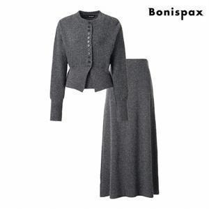 정상가:99,000원 | 라운드 슬림핏 니트 A라인 스커트 셋업 (XO4OW009L0)