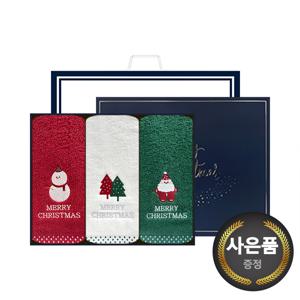 [송월타올] 크리스마스 파티 130g 3매 선물세트(쇼핑백) 세면타올 기념수건 답례품