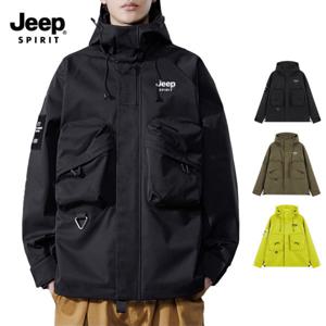 지프 JEEP SPIRIT 바람막이 남녀공용 포켓 카고 오버코트 봄가을 신상 바람막이 방수자켓 등산복 JK2353