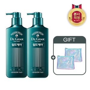 닥터그루트 밀도케어 모발밀도강화 샴푸 바질 400ml x 2개+(증정)파우치x2개