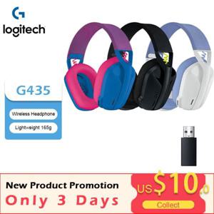 Logitech-G435 블루투스 무선 PC 게임용 헤드셋 오버 이어 헤드폰 내장 마이크 18h 배터리 PS4/PS5/닌텐도