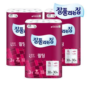 잘풀리는집 퀼팅 두루마리휴지 3겹 30M 30롤 X 3개