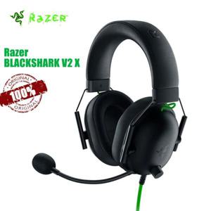 100 오리지널 Razer BLACKSHARK V2 X 헤드폰 E-스포츠 게임 헤드셋 마이크 포함 7.1 서라운드 사운드 비디