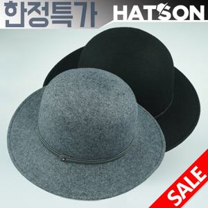 [햇츠온]HatsON 브랜드 여성 페도라 가죽 끈 챙 모자 J5SB322 AD