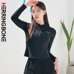 [헤링본] 여자 집업 래쉬가드 긴팔 크롭 중년 수영복 빅사이즈 레귤러핏 비치웨어 상의 RG345W