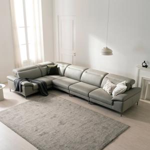 [룸스프레이 증정][다우닝] 아지오 6인코너 헤드레스트 전체 통가죽 소파+스툴