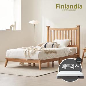 핀란디아 아멜리 원목 평상형 침대 슈퍼싱글SS+메모리폼매트