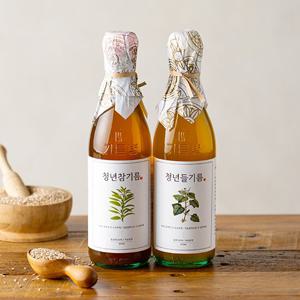 [전라도청년] 저온압착 100%통참깨 청년참기름350ml+들기름350ml