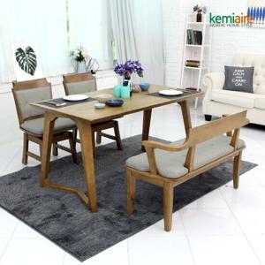 케미에르 아르곤 4인용 회전의자 원목식탁SET(벤치형) KHD-439B