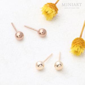 [미니아트] 14K Gold 라운드 로즈 골드 베이직 3mm 금 볼 귀걸이