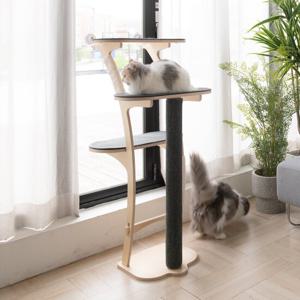 묘글 고양이 캣폴형 캣타워 원목 소형 3단 GO2078