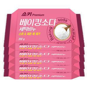 무궁화 소키프리미엄 베이킹소다 세탁비누 200g x 5개