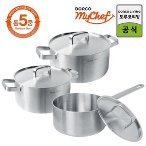 도루코 마이셰프 클래식 통5중 스텐냄비세트(편수16cm + 양수 20cm + 양수 24cm) /스텐냄비