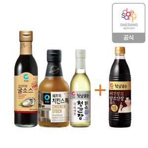 [청정원] 필수조미료3종((굴소스500g+치킨스톡340g+청간장390ml)+양조간장 840ml 증정