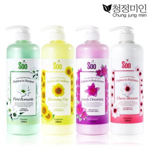 [청정미인] 퍼퓸 샴푸 린스 바디워시 바디로션 1000ml 4개