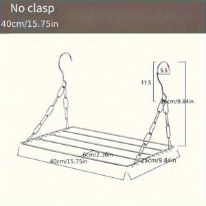 TEMU 1개 다용도 스테인리스 스틸 옷걸이 건조대, 40cm, 걸쇠 없음, 공간 절약 발코니 선반 보관 - 금속 재질|빨래건조대