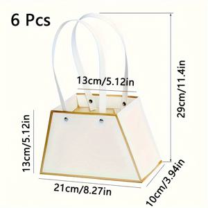TEMU 6개 세트 우아한 꽃다발 종이 토트백 - 결혼식, 생일 및 휴일 선물, 굿디백, 캔디 비스킷, 파티 선물에 완벽함