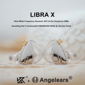 KZ X Angelears Libra X 초광각 주파수 동적 HiFi 인이어 이어폰 IEM 모니터, 0.75 교체 케이블 포함