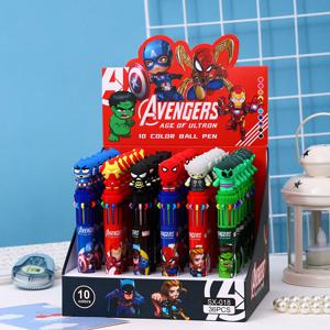 6-36pcs 만화 스파이더 맨, 헐크, 배트맨 10 색 볼펜 프레스 펜, 컬러 마커 다기능 편지지