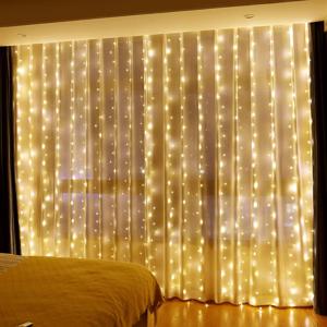 LED 가랜드 커튼 조명 8가지 모드 USB 리모컨 요정 조명 스트링 웨딩 크리스마스 홈 침실 새해 램프 장식