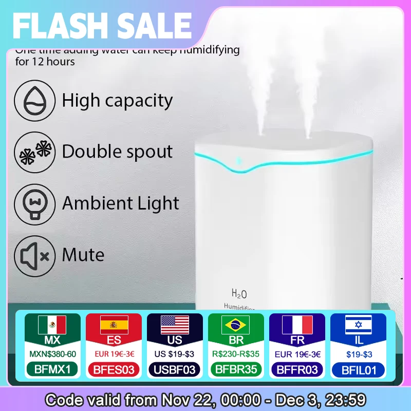 2000ml 대용량 듀얼 스프레이 가습기 Usb 홈 사일런트 워터 보충 스프레이 1개 2L 공기 청정기 워터 디퓨저 사무실