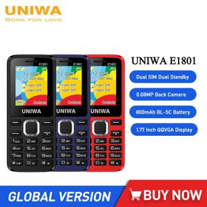 UNIWA E1801 언락 단추 폰, 1.77 인치, 800mAh, 2G 기능 폰, 듀얼 SIM 대기 휴대폰, 구형 무선 FM 라디오용