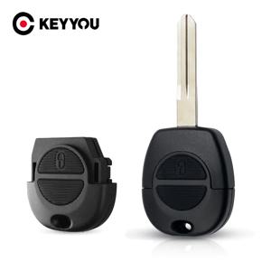 KEYYOU 원격 키 쉘 2 버튼 닛산 Pulsar Patrol Primera Xtrail Terrano Almera Micra NSN14 블레이드 Fob 키 케이스 교체