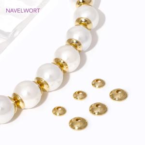 50/100pcs 3-4mm 14K 골드 도금 황동 라운드 구슬 모자 쥬얼리에 대 한 스페이서 비즈 DIY 팔찌 목걸이 만들기 액세서리 만들기
