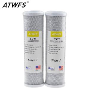 ATWFS 2pcs 범용 워터 필터 활성탄 카트리지 필터, 10 인치 CTO 블록 탄소 필터 정수 시스템