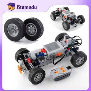 4WD RC 자동차 섀시 전기 세트 4 륜 구동 기술 섀시 벽돌 IR 원격 제어 수신기 레고 용 MOC 부품 키트