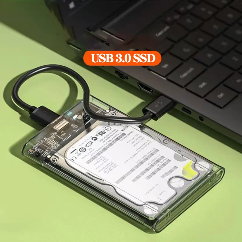 2.5인치 하드 드라이브 인클로저, ABS 소재, 7mm/9.5mm SATA HDD 및 SSD용 투명 도구가 필요 없는 외부 보관 케이스