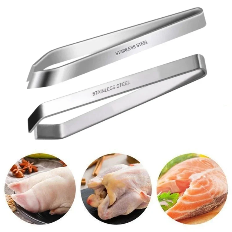 1pcs 430 스테인레스 스틸 물고기 뼈 족집게 협공 클립 풀러 리무버 집게 물고기 뼈 따기 클램프 주방 가제트 도구