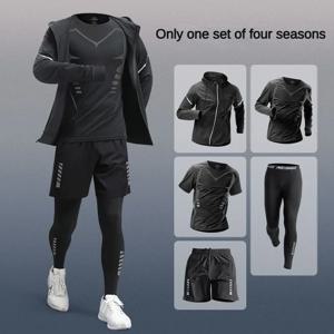 3-7Pcs 남성용 아이스 섬유 빠른 건조 러닝 피트니스 풀 세트/정장 트랙 슈트 마라톤, 트레이닝 사이클링, 조깅, 체육관, 스웨트 팬츠