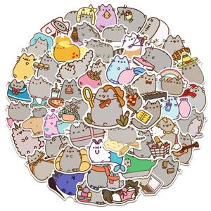 50/100Pcs 편지지 노트북을위한 귀여운 청키 고양이 스티커 방수 카와이 만화 장식 낙서 데칼 스티커 어린이 선물