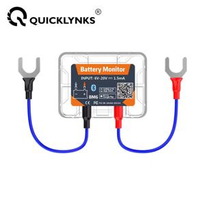 QUICKLYNKS BM6 무선 블루투스 배터리 모니터, 12V 자동차 배터리 상태 모니터링, 오토바이 트럭 자동차 배터리 테스터