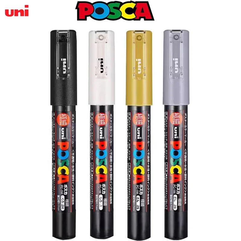 Uni Posca PC-1M 3M 5M 마커 펜, 아크릴 페인트 아크릴 페인트 펜 풀 컬러 마커 아트 용품 문구 그림 낙서