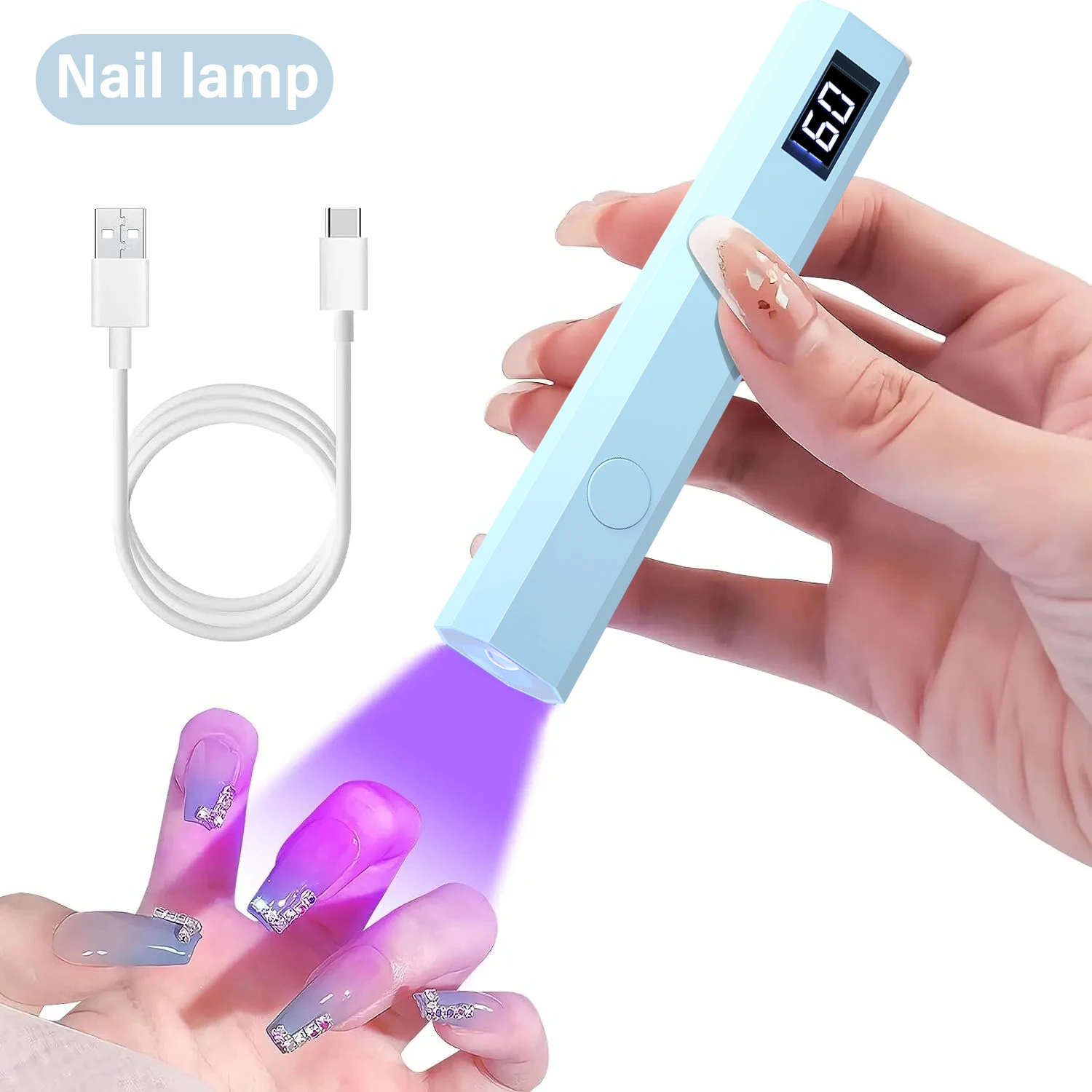 YIKOOLIN 손톱 용 휴대용 UV LED 라이트 모든 네일 젤 경화 용 USB 미니 네일 건조기 네일 라이트 UV LED 네일 램프 홈 여행용